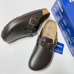 BIRKENSTOCK Boston Soft Footbed Leather Clog Slide